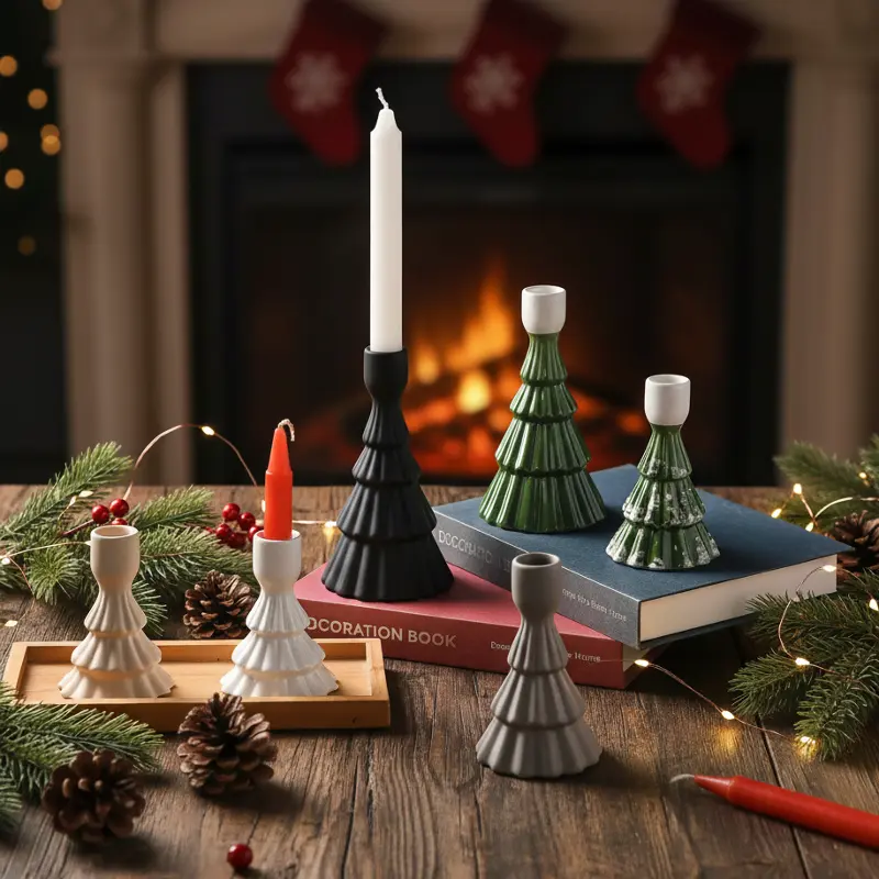 Green-Life ceramic candle stick holder GF25CH877 with matte glaze finish, designed for modern minimalist candle brands and consistent OEM production.