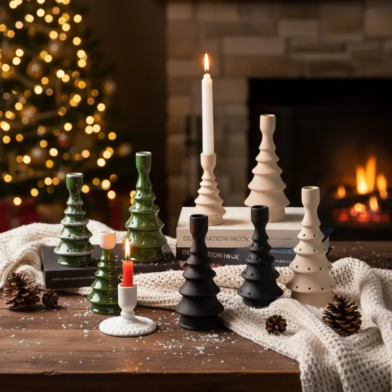 Green-Life ceramic candle stick holder GF25CH878 with matte glaze finish, designed for modern minimalist candle brands and consistent OEM production.