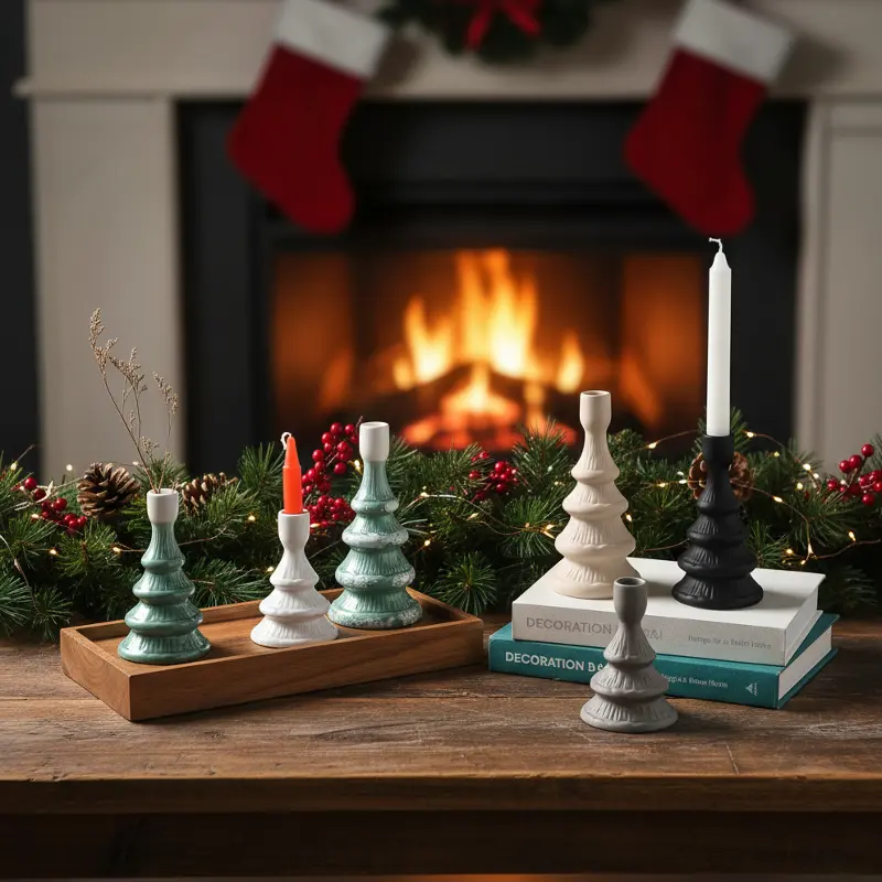 Green-Life ceramic candle stick holder GF25CH879 with matte glaze finish, designed for modern minimalist candle brands and consistent OEM production.