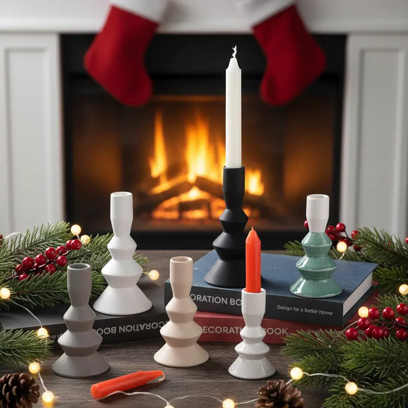 Green-Life ceramic candle stick holder GF25CH880 with matte glaze finish, designed for modern minimalist candle brands and consistent OEM production.
