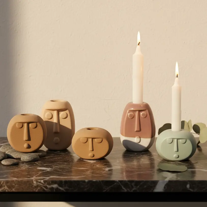 Green-Life ceramic candle stick holder GF25CH881 with sculptural design, supporting artistic candle lines and brand differentiation strategies.