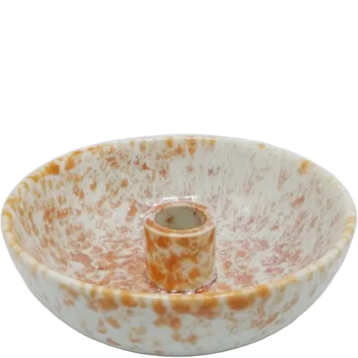 Green-Life ceramic candle stick holder GF25CH951 with kiln change glaze, featuring unique reactive finishes for artistic and high-value candle collections.