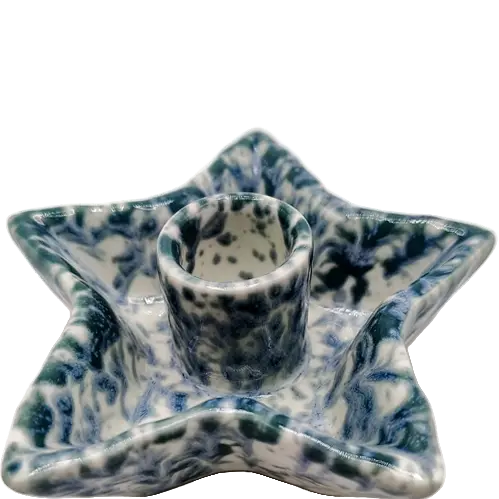 Green-Life ceramic candle stick holder GF25CH956 with kiln change glaze, featuring unique reactive finishes for artistic and high-value candle collections.