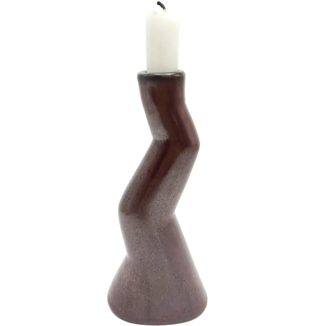 Green-Life ceramic candle stick holder GF25CH958 with kiln change glaze, featuring unique reactive finishes for artistic and high-value candle collections.