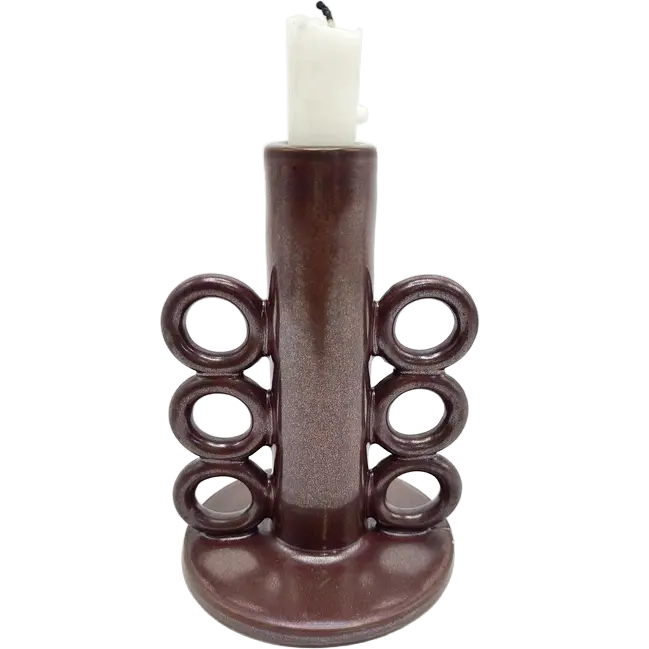 Green-Life ceramic candle stick holder GF25CH959 with kiln change glaze, featuring unique reactive finishes for artistic and high-value candle collections.