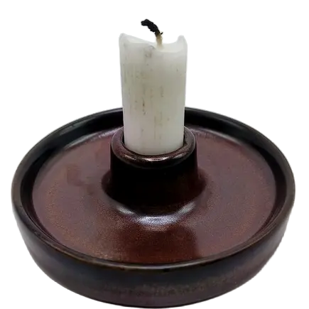 Green-Life ceramic candle stick holder GF25CH971 with kiln change glaze, featuring unique reactive finishes for artistic and high-value candle collections.