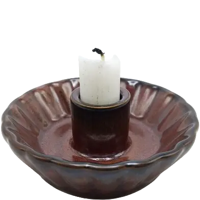 Green-Life ceramic candle stick holder GF25CH972 with kiln change glaze, featuring unique reactive finishes for artistic and high-value candle collections.