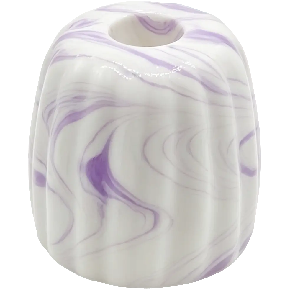 Green-Life ceramic candle stick holder GF25CH975 with marble swirl effect, offering natural stone-like appearance for premium candle branding.