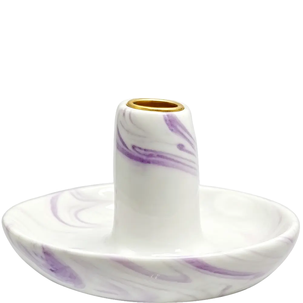 Green-Life ceramic candle stick holder GF25CH976 with marble swirl effect, offering natural stone-like appearance for premium candle branding.