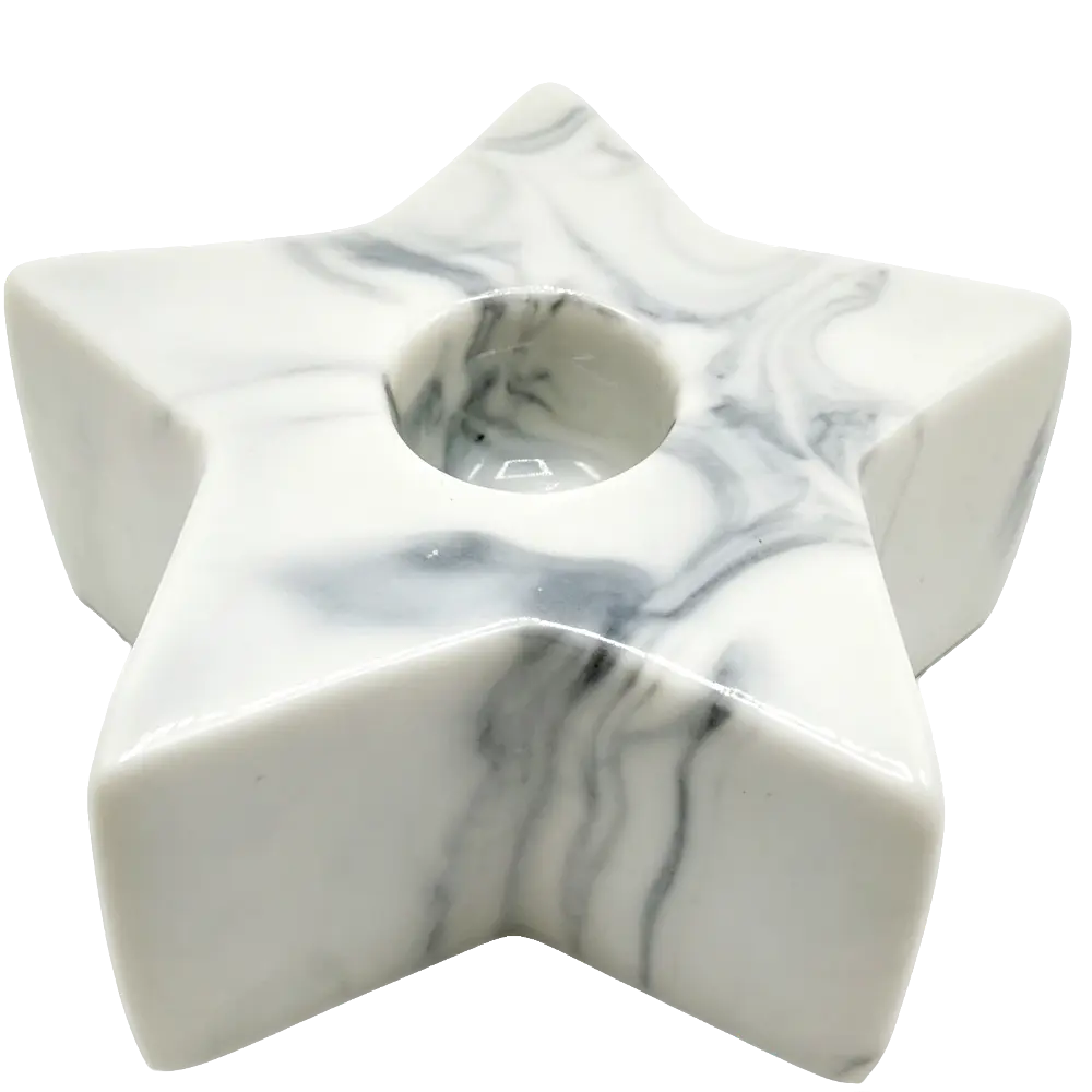 Green-Life ceramic candle stick holder GF25CH977 with marble swirl effect, offering natural stone-like appearance for premium candle branding.