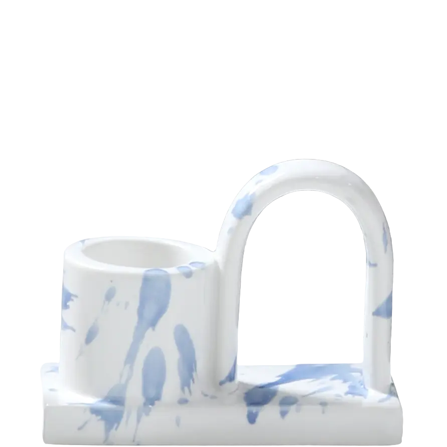 Green-Life ceramic candle stick holder GF25CH979 with marble swirl effect, offering natural stone-like appearance for premium candle branding.