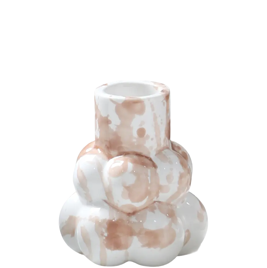 Green-Life ceramic candle stick holder GF25CH980 with marble swirl effect, offering natural stone-like appearance for premium candle branding.