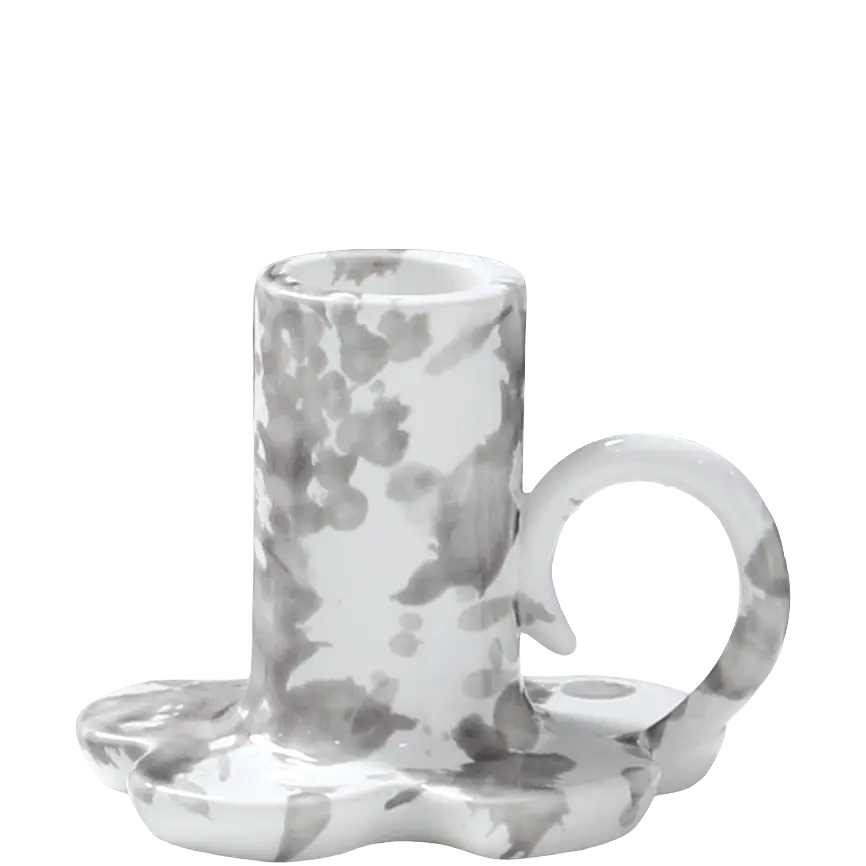 Green-Life ceramic candle stick holder GF25CH981 with marble swirl effect, offering natural stone-like appearance for premium candle branding.