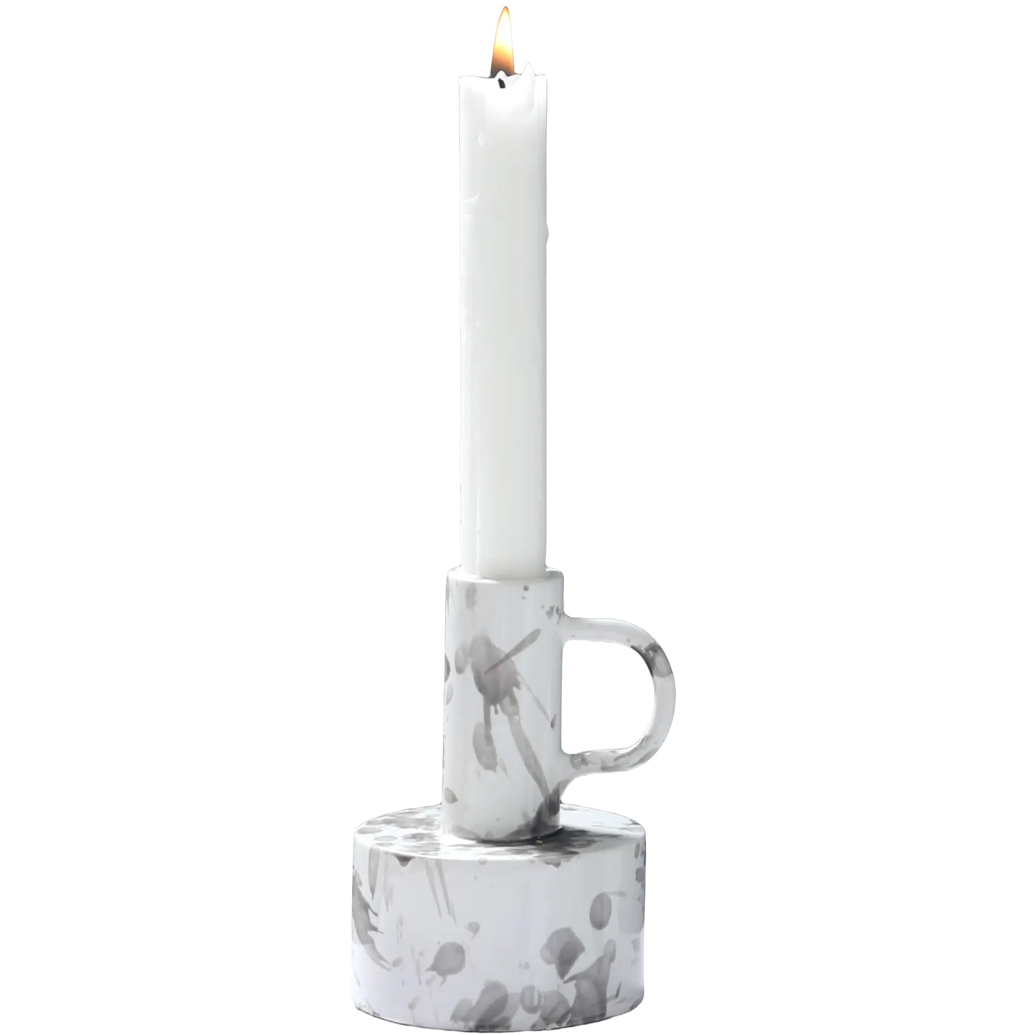 Green-Life ceramic candle stick holder GF25CH983 with marble swirl effect, offering natural stone-like appearance for premium candle branding.