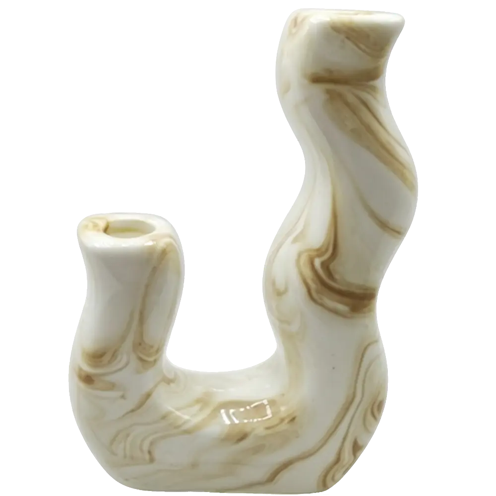 Green-Life ceramic candle stick holder GF25CH984 with marble swirl effect, offering natural stone-like appearance for premium candle branding.