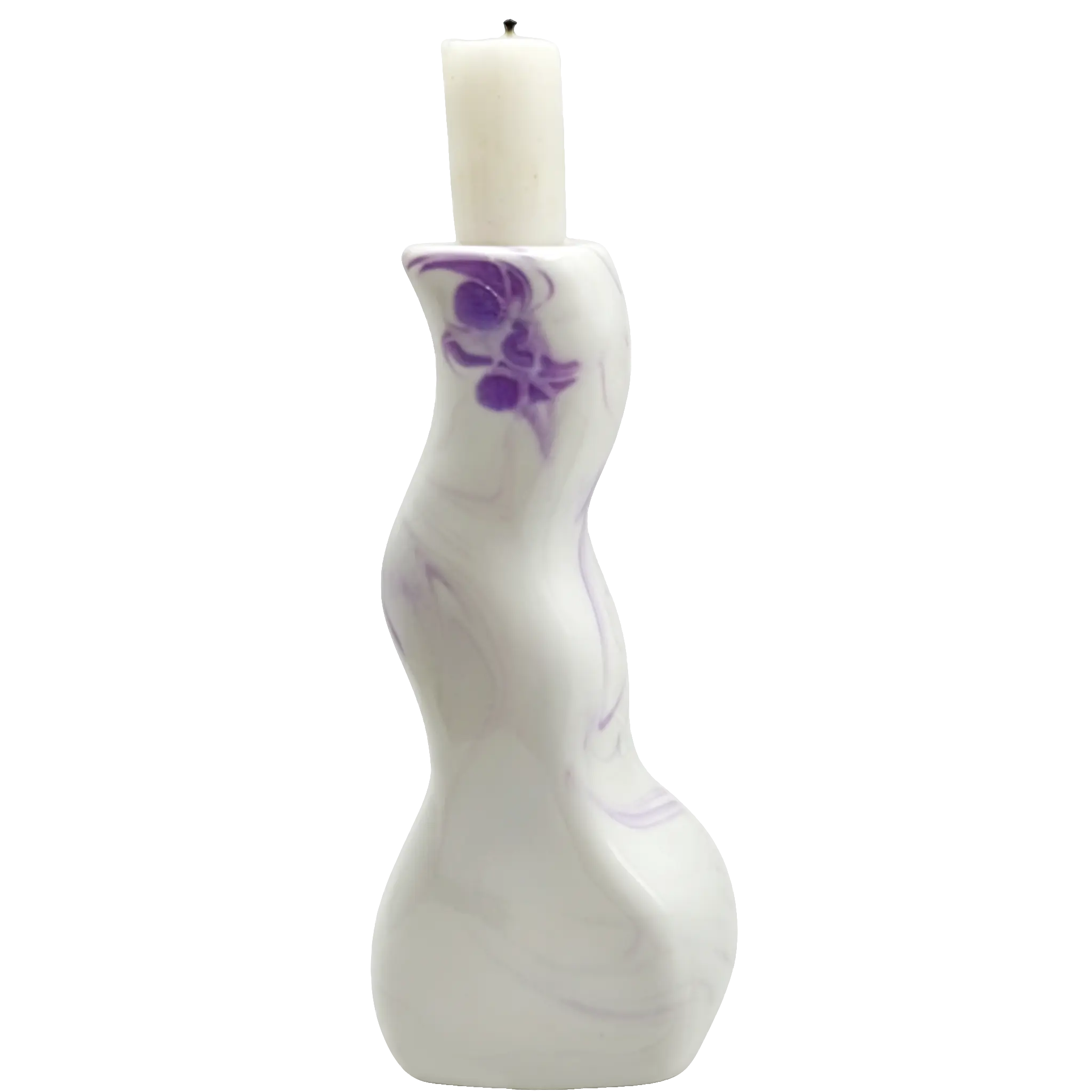 Green-Life ceramic candle stick holder GF25CH985 with marble swirl effect, offering natural stone-like appearance for premium candle branding.