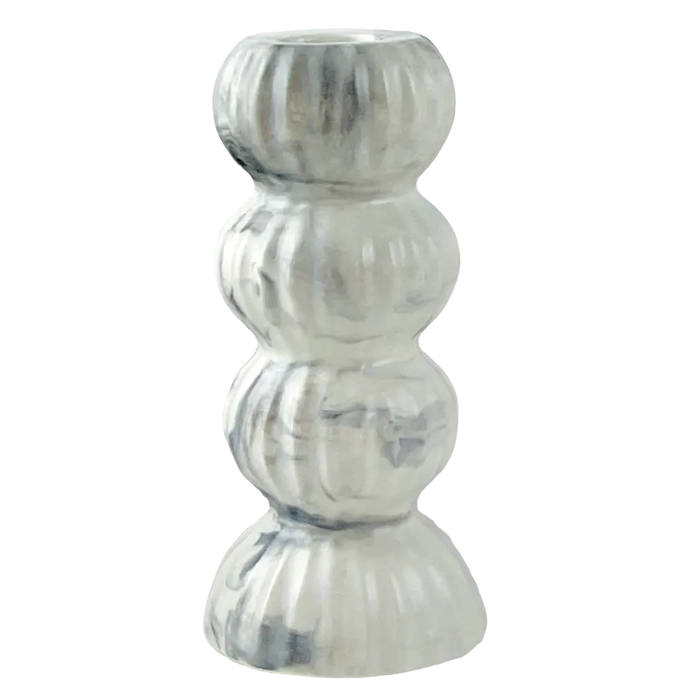 Green-Life ceramic candle stick holder GF25CH988 with marble swirl effect, offering natural stone-like appearance for premium candle branding.