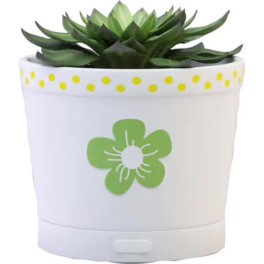 Green-Life ceramic fan diffuser GF24EW272E13 with succulent decoration concept combining plant style aesthetics and airflow fragrance diffusion for lifestyle retail programs.