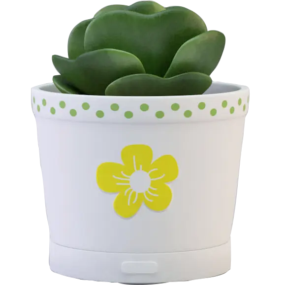 Green-Life ceramic fan diffuser GF24EW274E13 with succulent decoration concept combining plant style aesthetics and airflow fragrance diffusion for lifestyle retail programs.