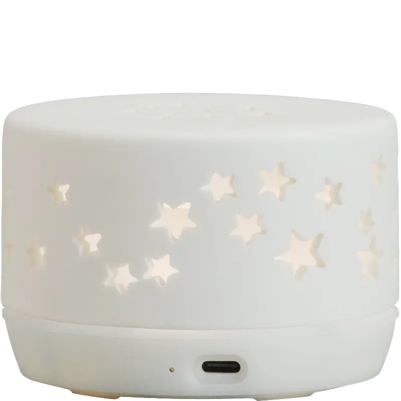 Green-Life pure white porcelain fan diffuser GL26EF202C with cutout patterns, suitable for private label fragrance brands seeking clean aesthetic diffuser collections.