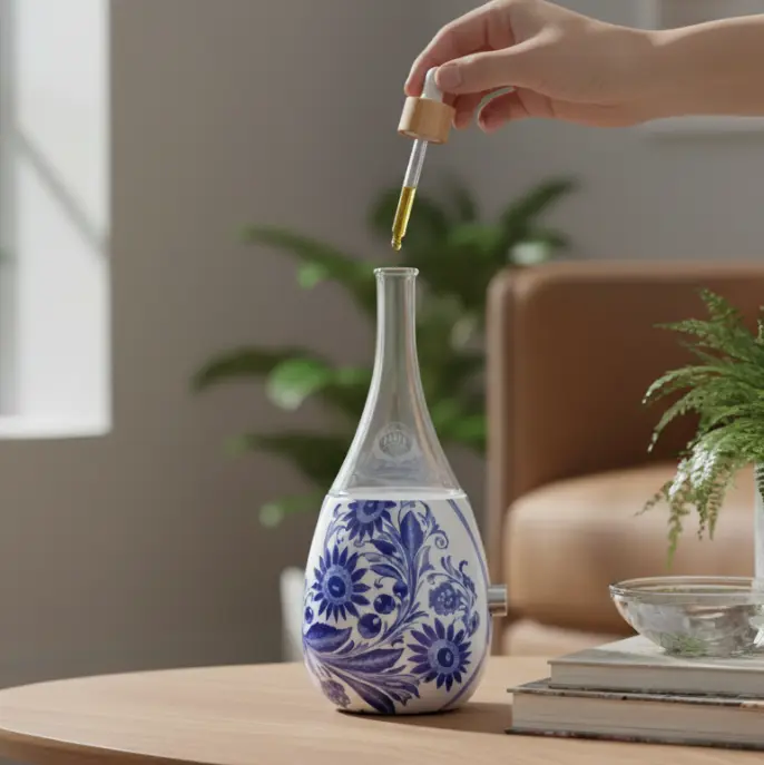 Green-Life ceramic and glass nebulizing diffuser GF25EW04E27 in oriental artistic style for premium aromatherapy brands