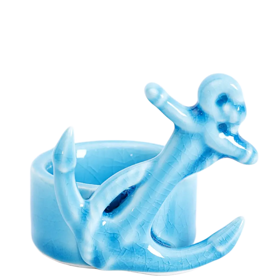 Green-Life ceramic tealight holder GF17281 with ocean and marine design, suitable for coastal and summer-themed candle product development.