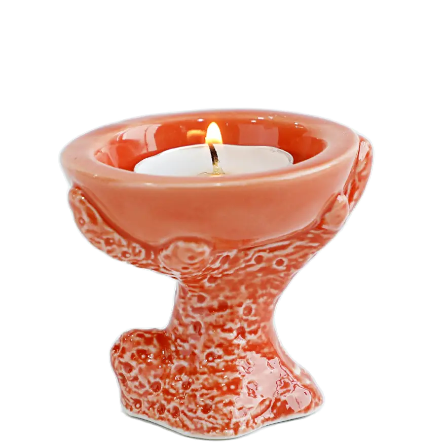 Green-Life ceramic tealight holder GF20116 with ocean and marine design, suitable for coastal and summer-themed candle product development.