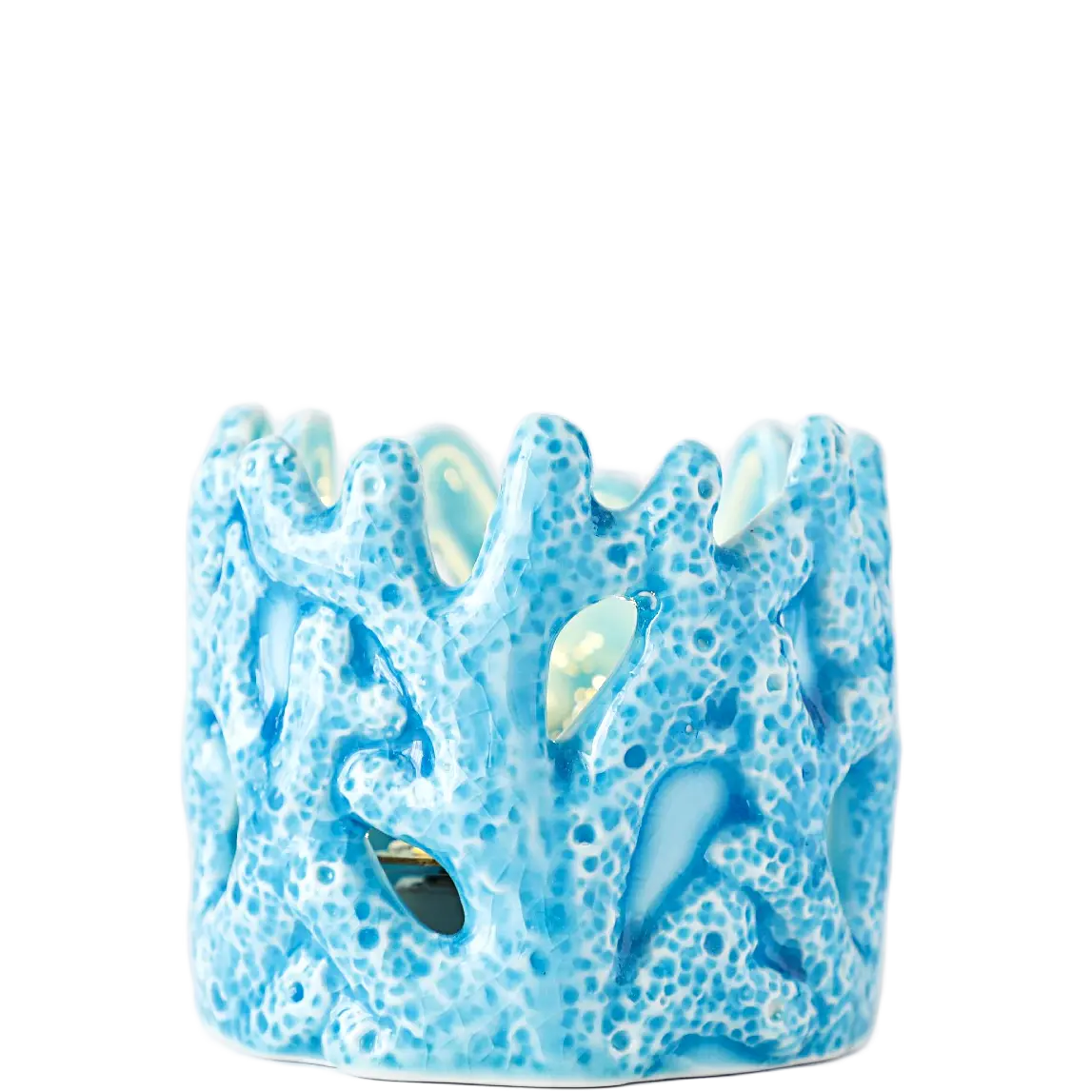 Green-Life ceramic tealight holder GF20119 with ocean and marine design, suitable for coastal and summer-themed candle product development.