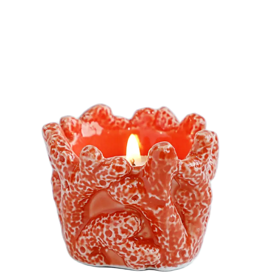 Green-Life ceramic tealight holder GF20120 with ocean and marine design, suitable for coastal and summer-themed candle product development.