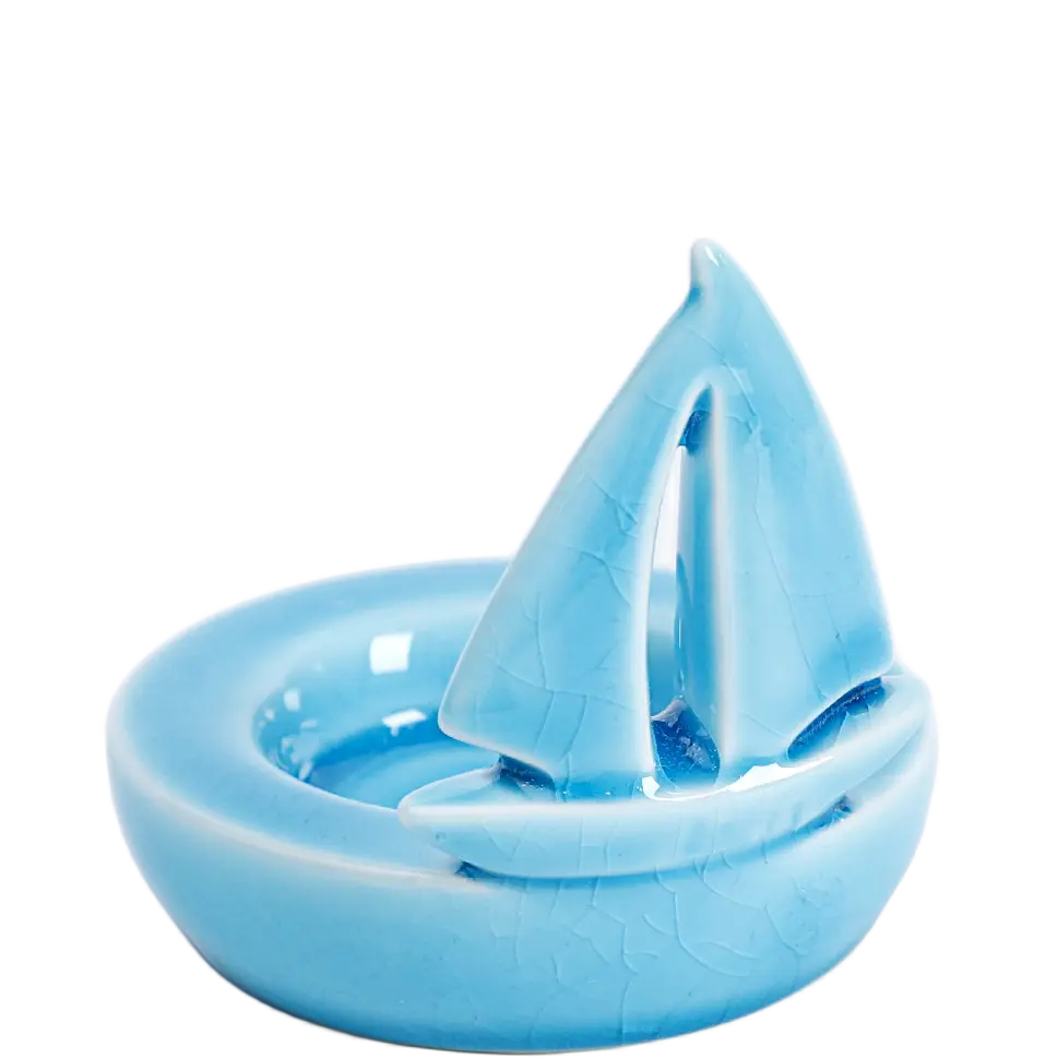 Green-Life ceramic tealight holder GF20213 with ocean and marine design, suitable for coastal and summer-themed candle product development.