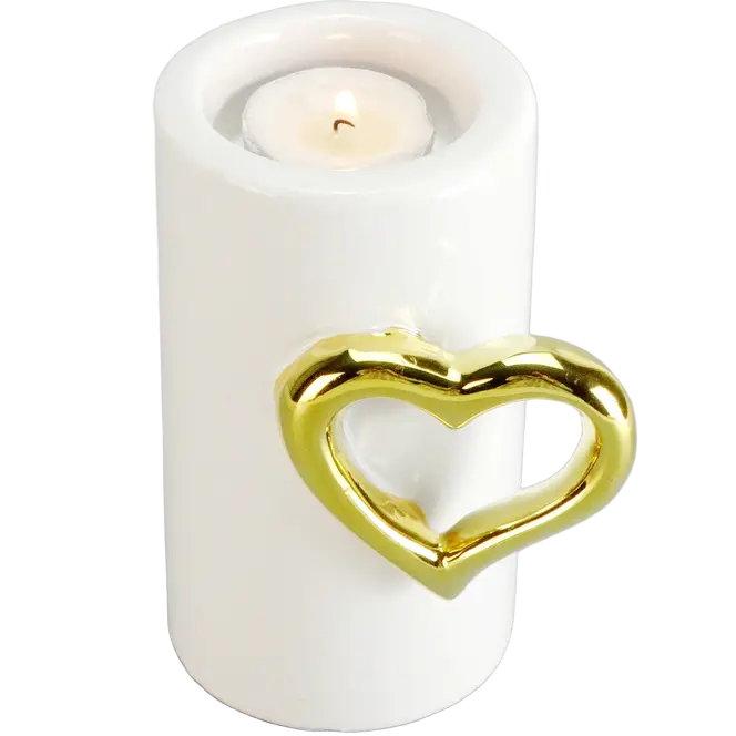 Green-Life ceramic tealight holder GF24CH116C93 with Valentine theme, designed for romantic candle collections and seasonal promotional programs.