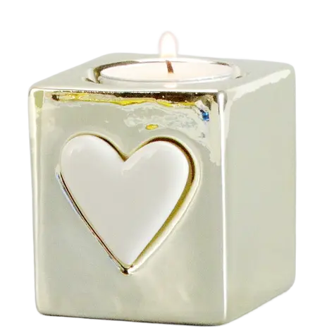 Green-Life ceramic tealight holder GF24CH118C35 with Valentine theme, designed for romantic candle collections and seasonal promotional programs.