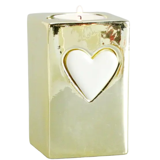 Green-Life ceramic tealight holder GF24CH119C35 with Valentine theme, designed for romantic candle collections and seasonal promotional programs.