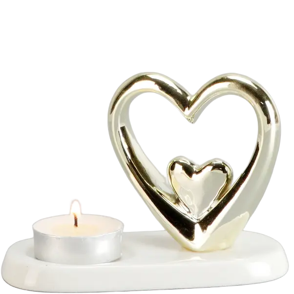 Green-Life ceramic tealight holder GF24CH124C35 with Valentine theme, designed for romantic candle collections and seasonal promotional programs.