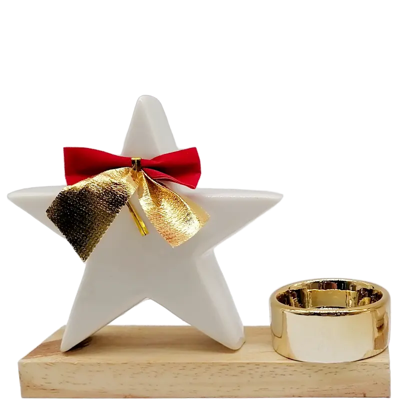 Green-Life ceramic tealight holder GF25CH861 with holiday themes, supporting fast seasonal updates and promotional candle assortments.