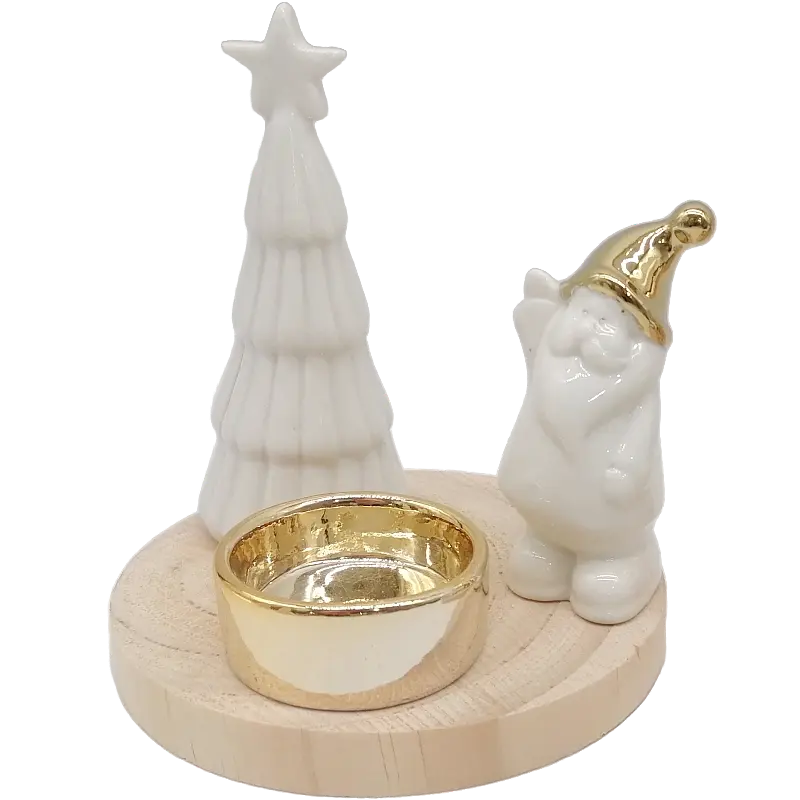Green-Life ceramic tealight holder GF25CH862 with holiday themes, supporting fast seasonal updates and promotional candle assortments.