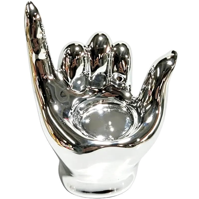 Green-Life ceramic tealight holder GF25CH891 with electroplated finish, offering metallic visual appeal for premium and giftable candle lines.