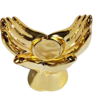 Green-Life ceramic tealight holder GF25CH893 with electroplated finish, offering metallic visual appeal for premium and giftable candle lines.
