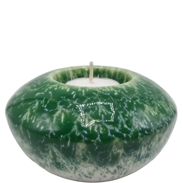 Green-Life ceramic tealight holder GF25CH950 with kiln change glaze, featuring unique finishes for high-value and artistic candle lines.