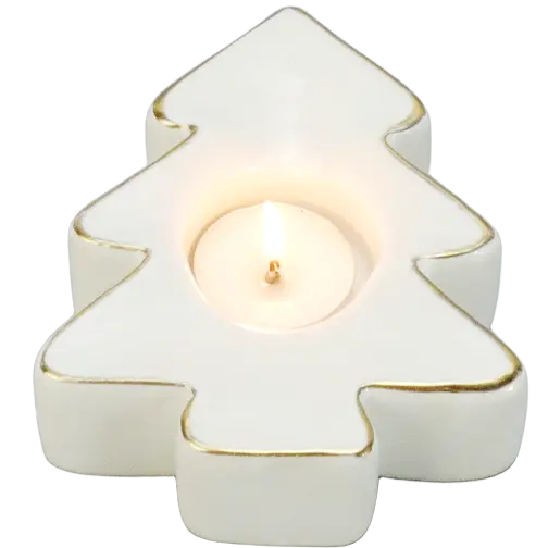 Green-Life ceramic tealight holder GF53229JC26 with holiday themes, supporting fast seasonal updates and promotional candle assortments.