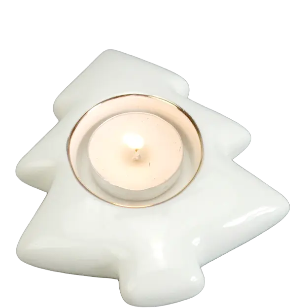 Green-Life ceramic tealight holder GF61818BJC26 with holiday themes, supporting fast seasonal updates and promotional candle assortments.