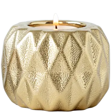 Green-Life ceramic tealight holder GF62248 with electroplated finish, offering metallic visual appeal for premium and giftable candle lines.