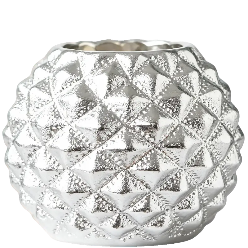 Green-Life ceramic tealight holder GF62279 with electroplated finish, offering metallic visual appeal for premium and giftable candle lines.