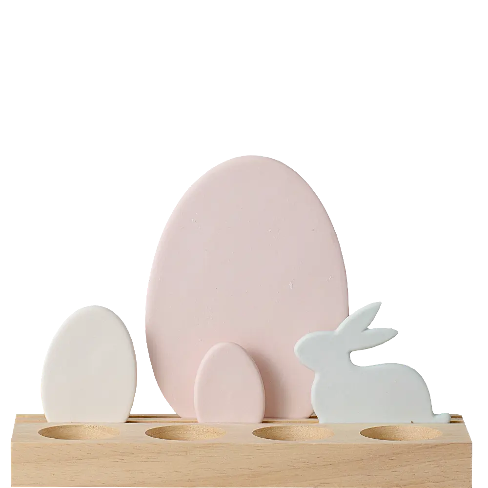 Green-Life ceramic tealight holder GF684A1481 with wood base, offering warm material contrast for lifestyle and natural candle collections.