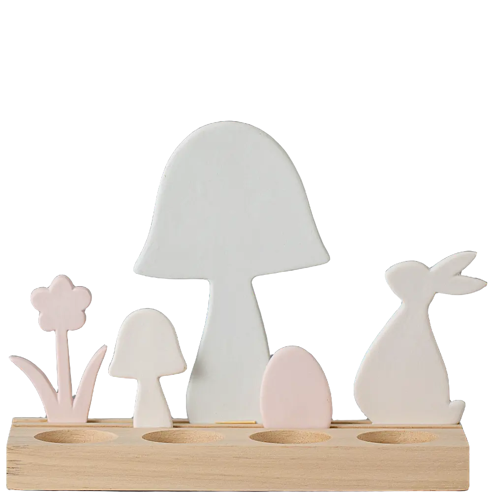 Green-Life ceramic tealight holder GF684A1482 with wood base, offering warm material contrast for lifestyle and natural candle collections.