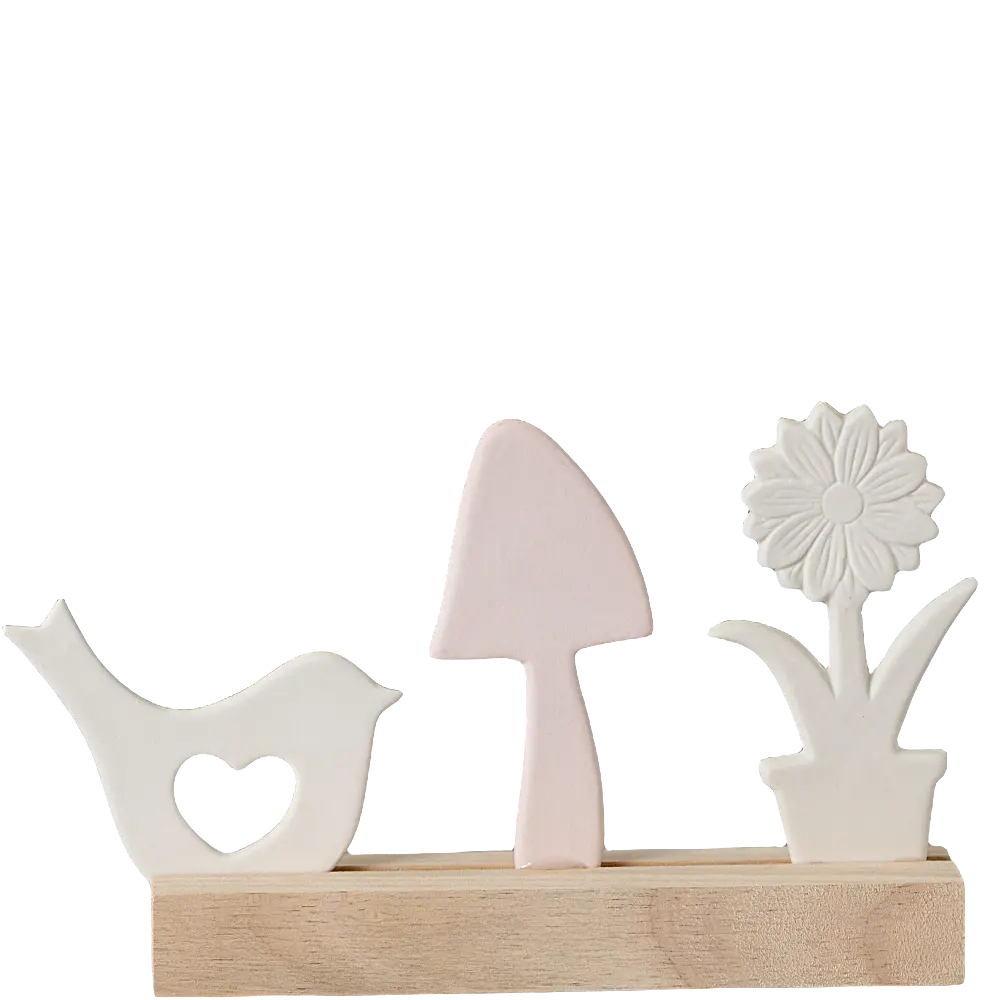 Green-Life ceramic tealight holder GF684A1516 with wood base, offering warm material contrast for lifestyle and natural candle collections.