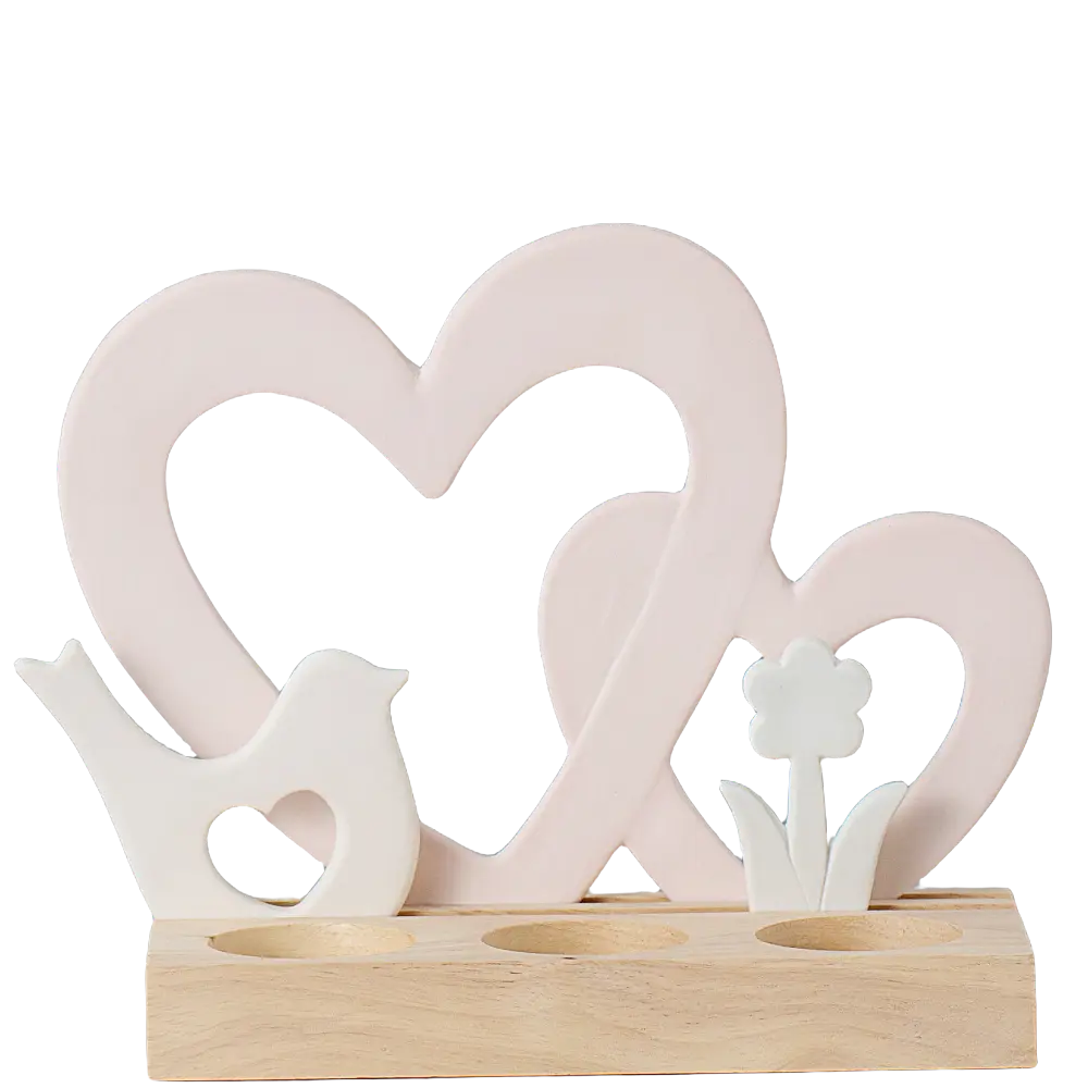 Green-Life ceramic tealight holder GF684A1520 with wood base, offering warm material contrast for lifestyle and natural candle collections.