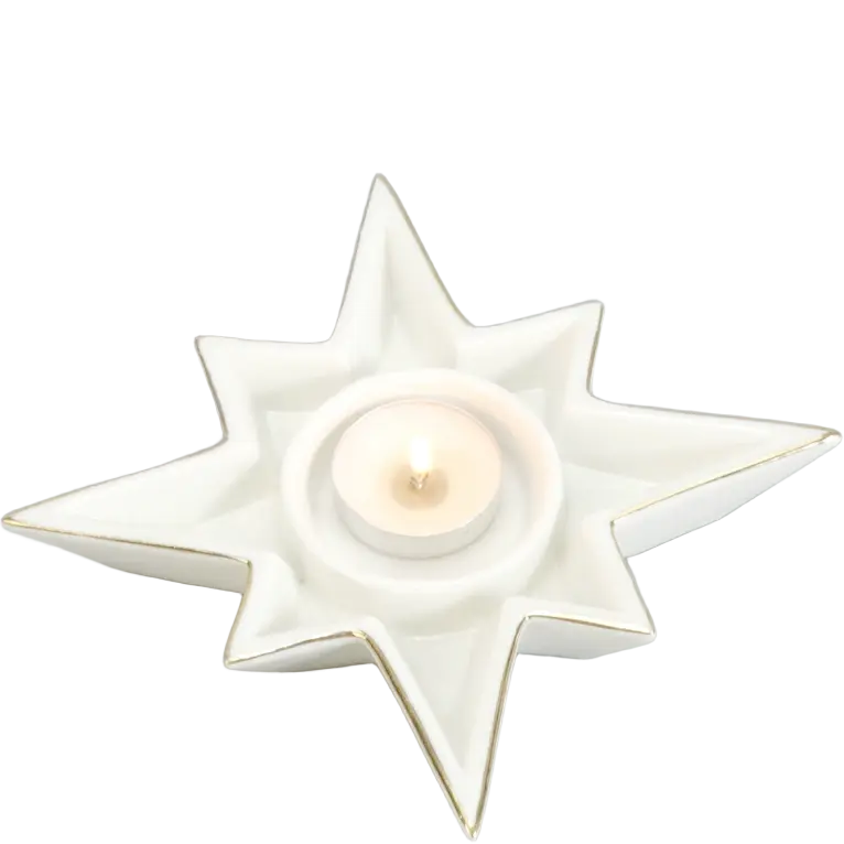 Green-Life ceramic tealight holder GF75320JC26 with holiday themes, supporting fast seasonal updates and promotional candle assortments.