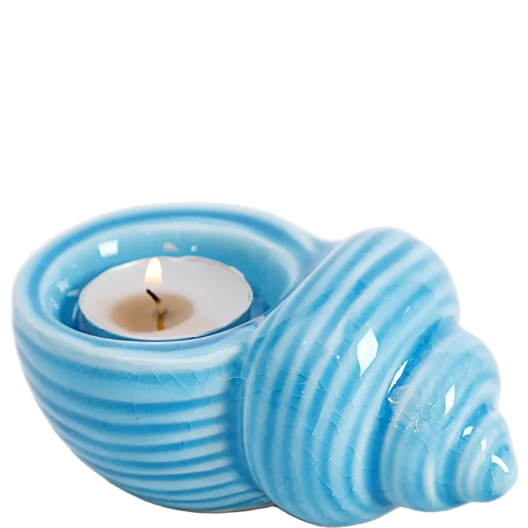 Green-Life ceramic tealight holder GF8205 with ocean and marine design, suitable for coastal and summer-themed candle product development.