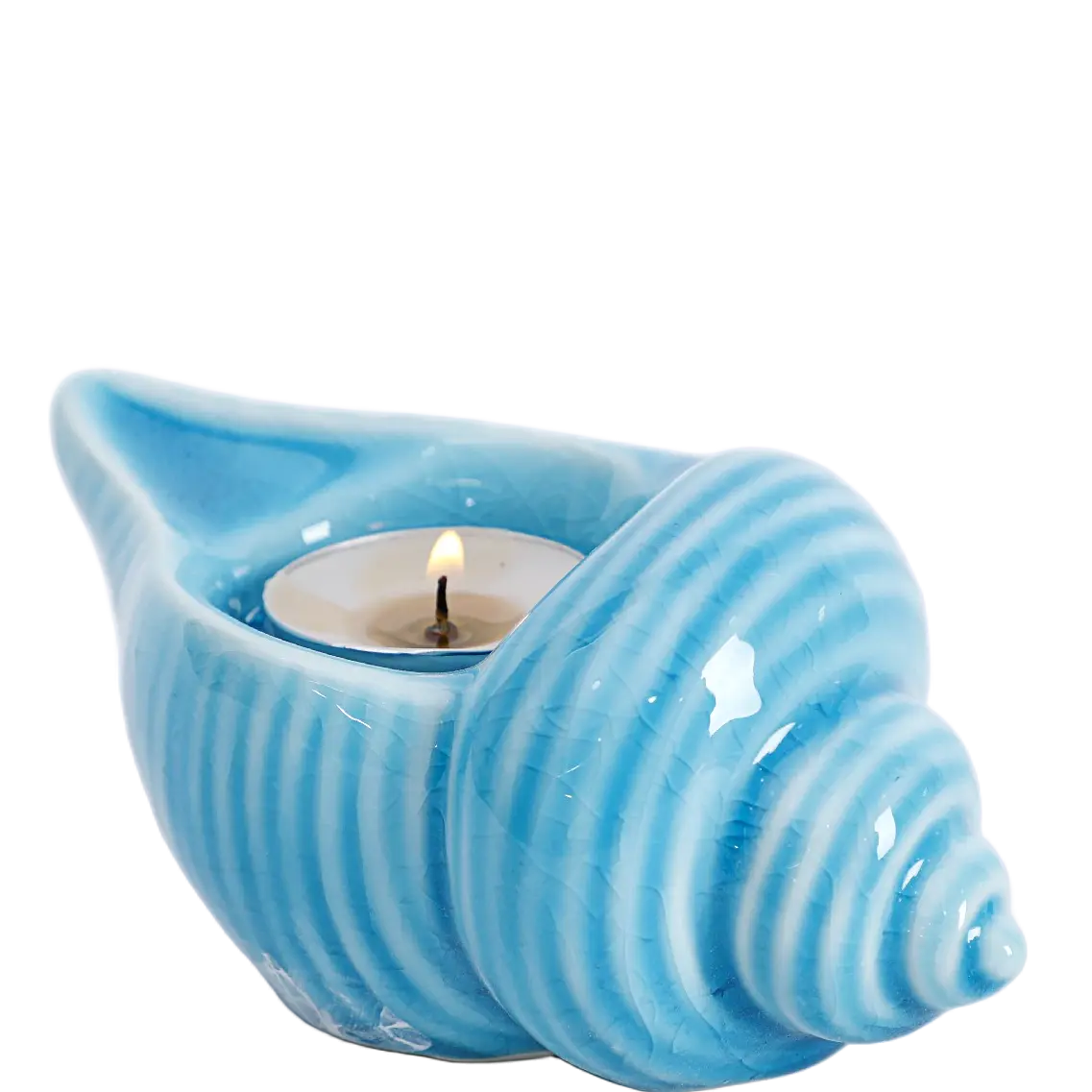 Green-Life ceramic tealight holder GF8206 with ocean and marine design, suitable for coastal and summer-themed candle product development.